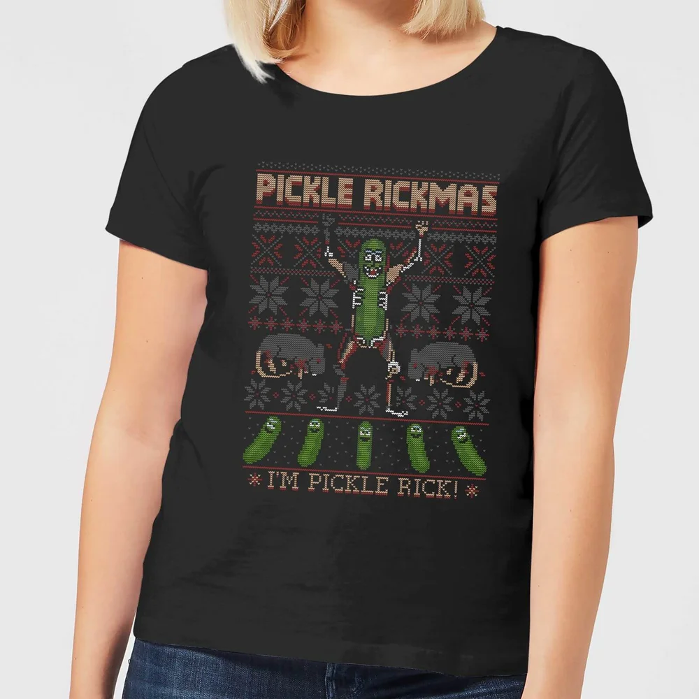 Rick and Morty Pickle Rick Women's Christmas T-Shirt - Black - S Bild 1