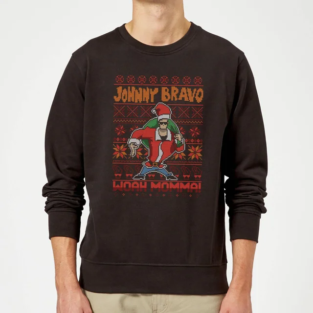 Johnny Bravo Johnny Bravo Pattern Weihnachtspullover – Schwarz