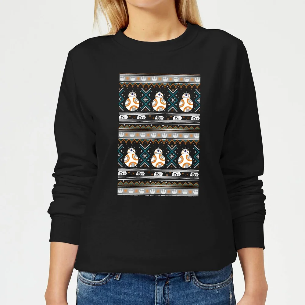 Star Wars BB-8 Pattern Damen Weihnachtspullover – Schwarz - XS Bild 1