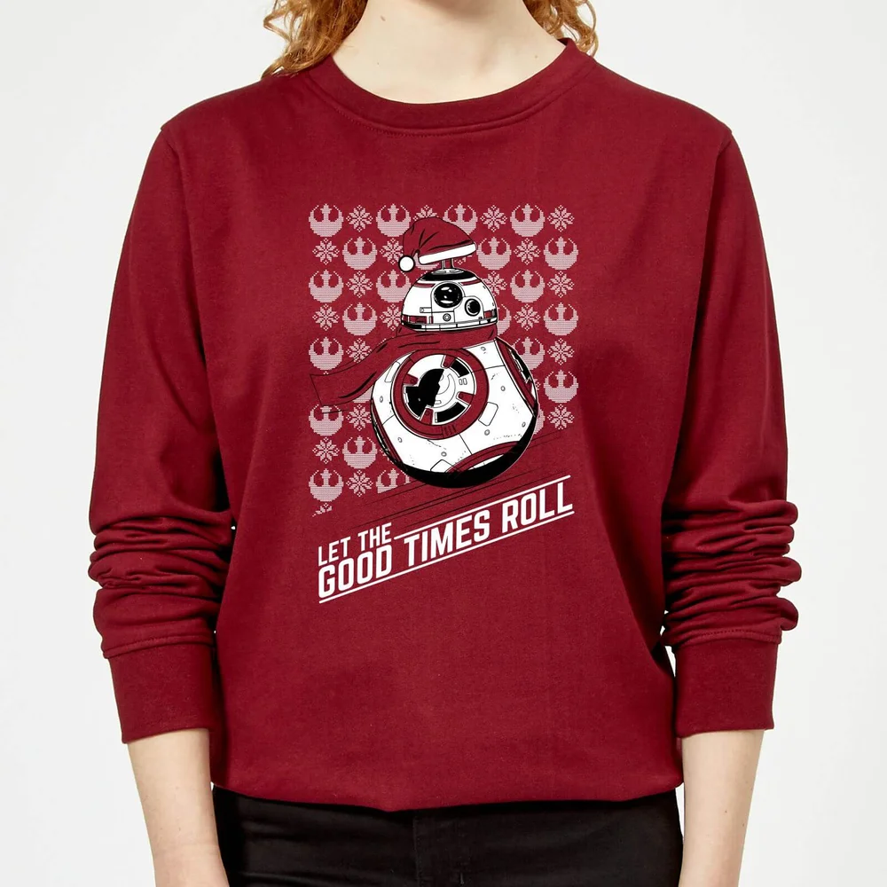 Star Wars Let The Good Times Roll Damen Weihnachtspullover – Burgund - XS Bild 1