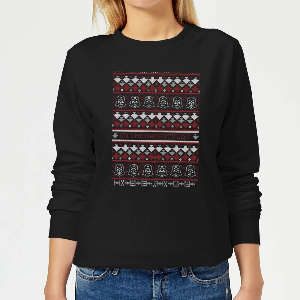 Star Wars On The Naughty List Pattern Damen Weihnachtspullover – Schwarz - XS Bild 1