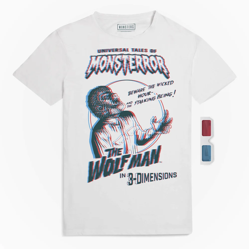 Universal Monsters Universal Tales Of Monsterror Der Wolfsmensch 3D Herren T-Shirt - Weiß - S - Weiß Bild 1