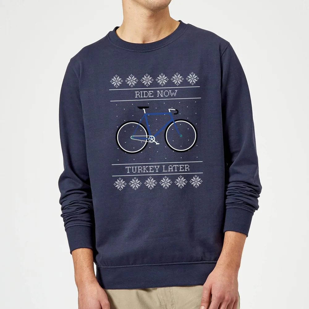 Ride Now, Turkey Later Christmas Jumper - Navy - S Bild 1