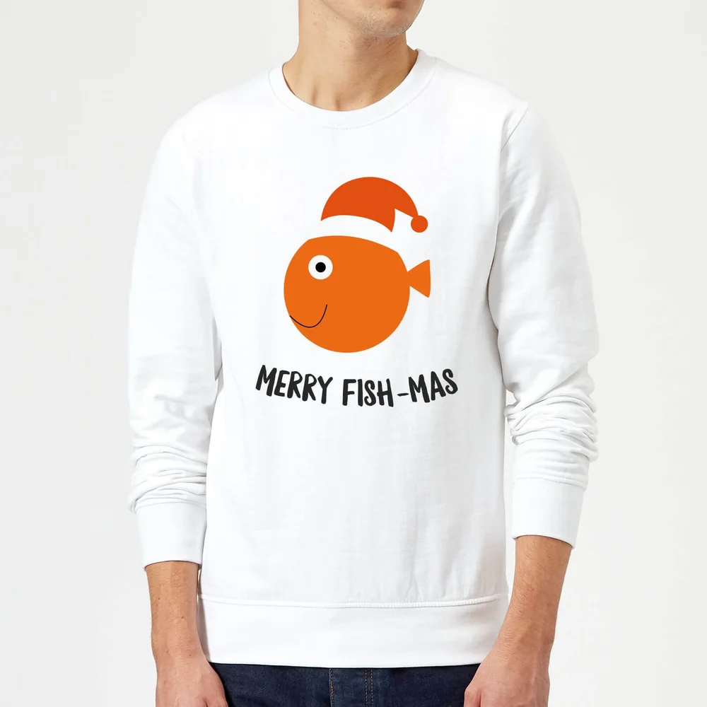 Merry Fish-Mas Christmas Sweatshirt - White - S Bild 1