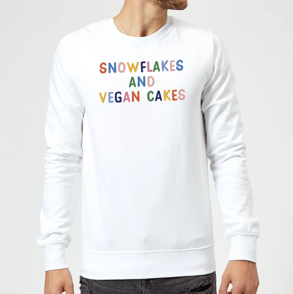 Snowflakes and Vegan Cakes Christmas Sweatshirt - White - S Bild 1