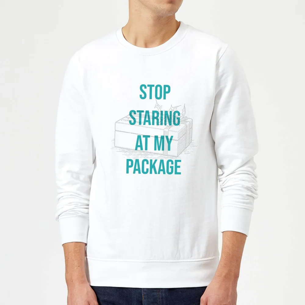 Stop Staring At My Package Christmas Sweatshirt - White - S - Weiß Bild 1