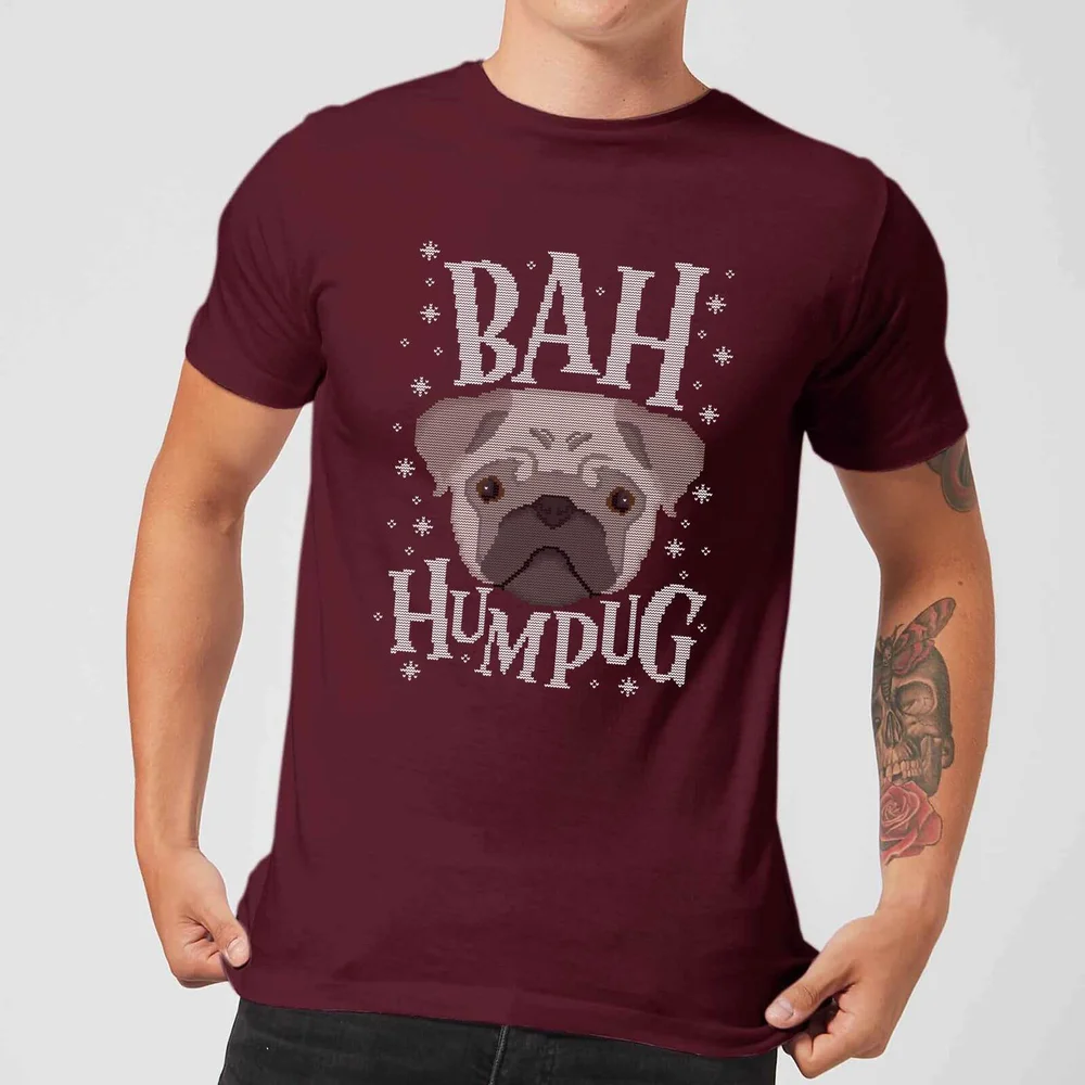 Bah Humpug Men's Christmas T-Shirt - Burgundy - M - Bordeauxrot Bild 1