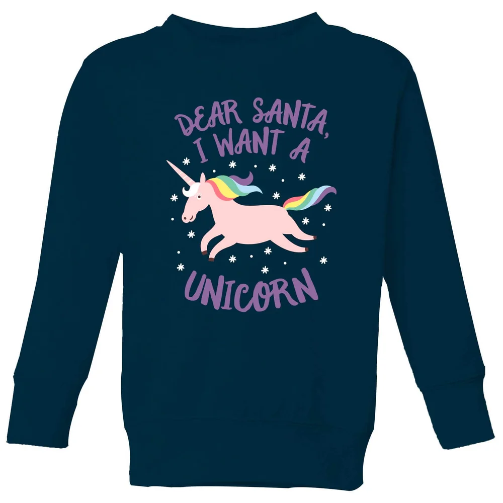Dear Santa, I Want A Unicorn Kids' Christmas Sweatshirt - Navy - 3-4 Jahre Bild 1