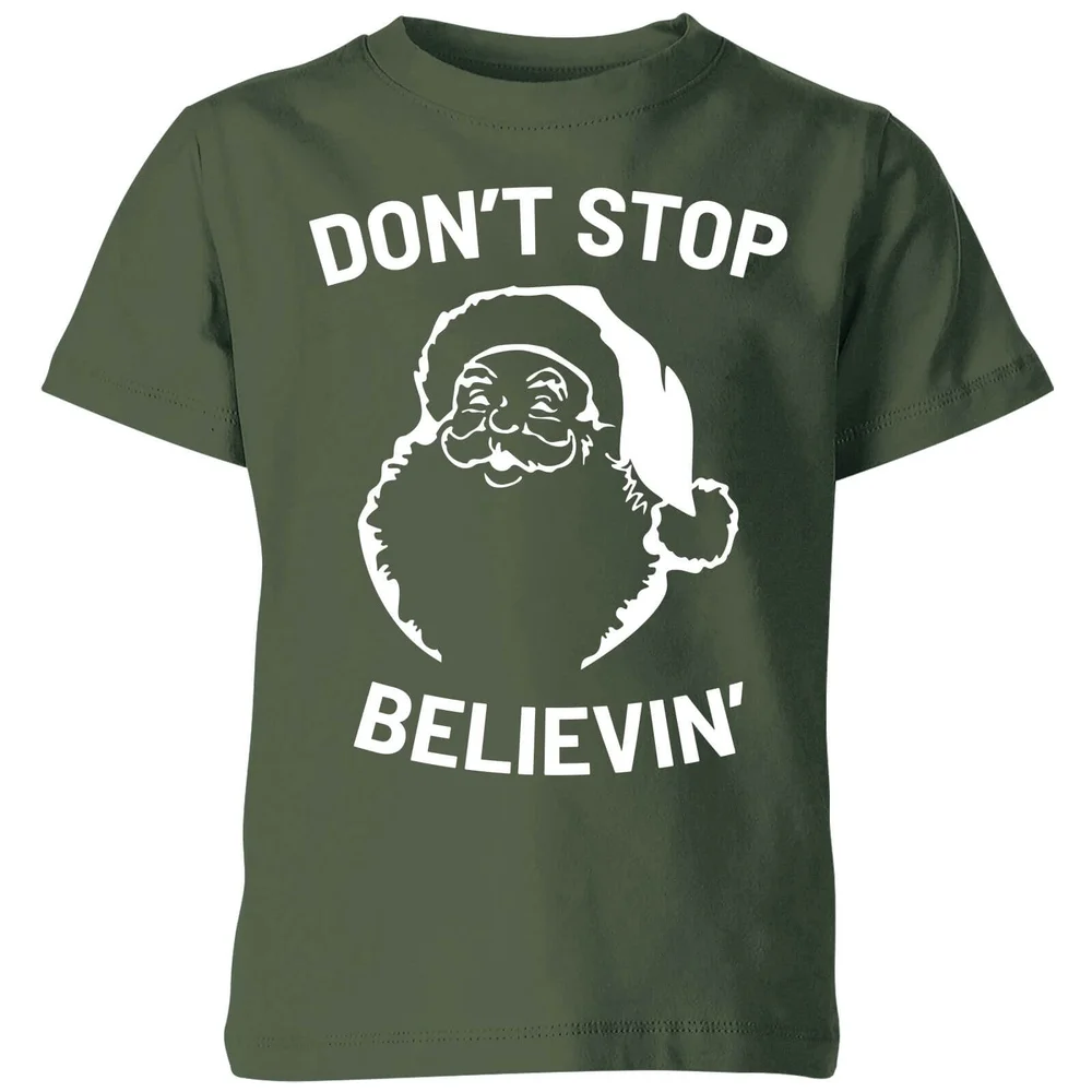 Don't Stop Believin' Kids' Christmas T-Shirt - Forest Green - 3-4 Jahre - Waldgrün Bild 1