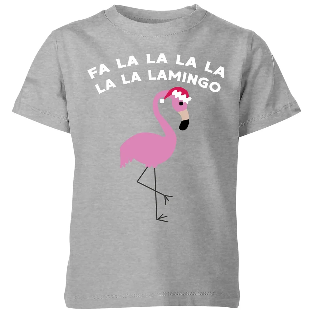 Fa La La La La La La Lamingo Kids' Christmas T-Shirt - Grey - 3-4 Jahre - Grau Bild 1