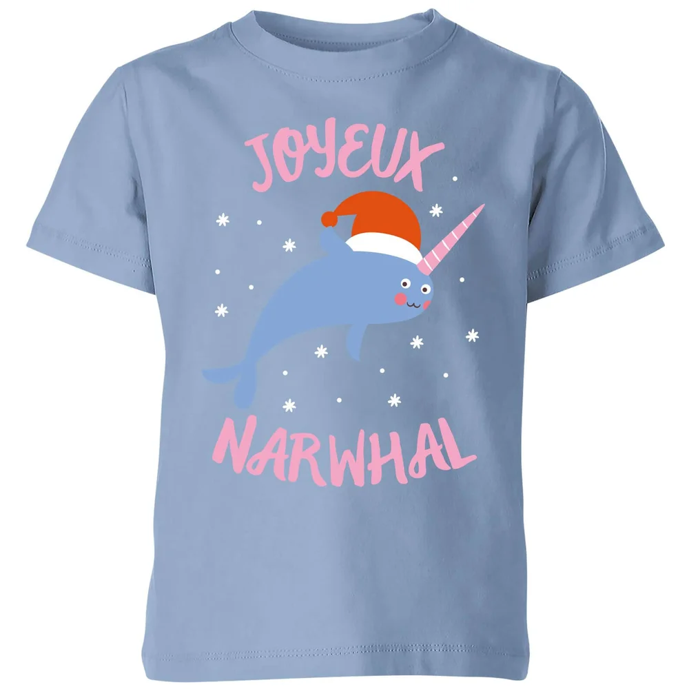 Joyeux Narwhal Kids' Christmas T-Shirt - Sky Blue - 3-4 Jahre Bild 1