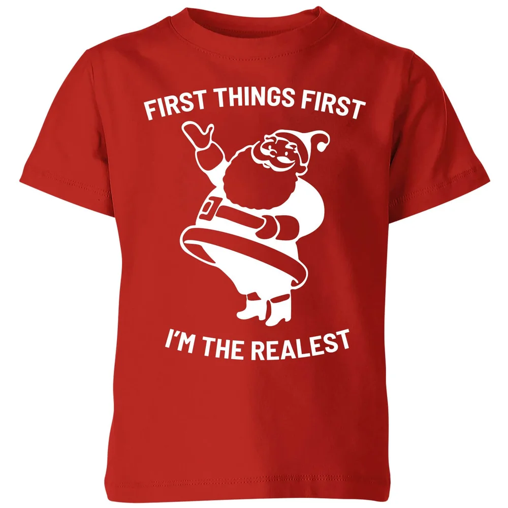 First Things First I'm The Realest Kids' Christmas T-Shirt - Red - 3-4 Jahre - Rot Bild 1