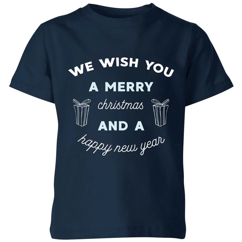 We Wish You A Merry Christmas and A Happy New Year Kids' Christmas T-Shirt - Navy - 3-4 Jahre - Marineblau Bild 1