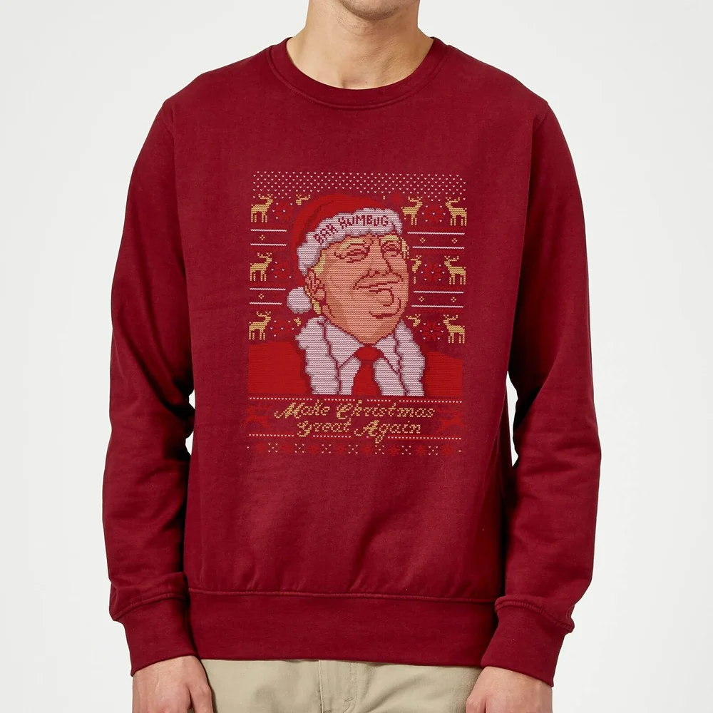 Make Christmas Great Again Weihnachtspullover – Burgund - S Bild 1