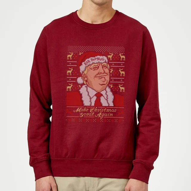 Make Christmas Great Again Weihnachtspullover – Burgund