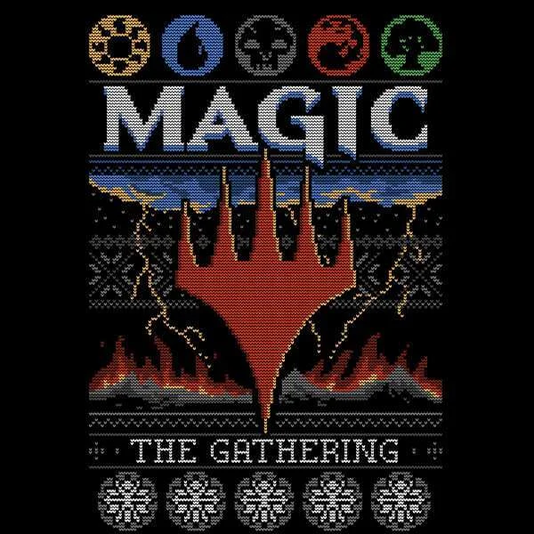 Magic: The Gathering Colours Of Magic Knit Herren Christmas T-Shirt - Schwarz
