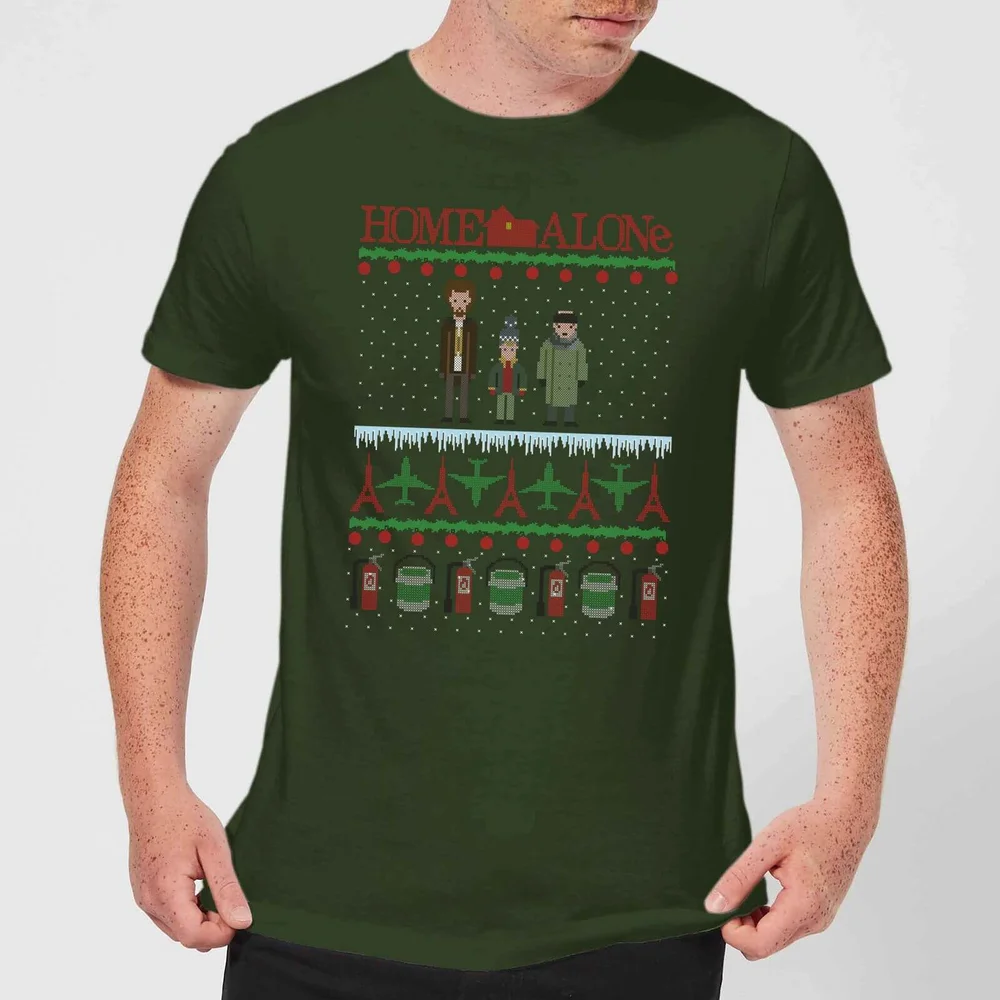 Home Alone Men's Christmas T-Shirt - Forest Green - S - Waldgrün Bild 1