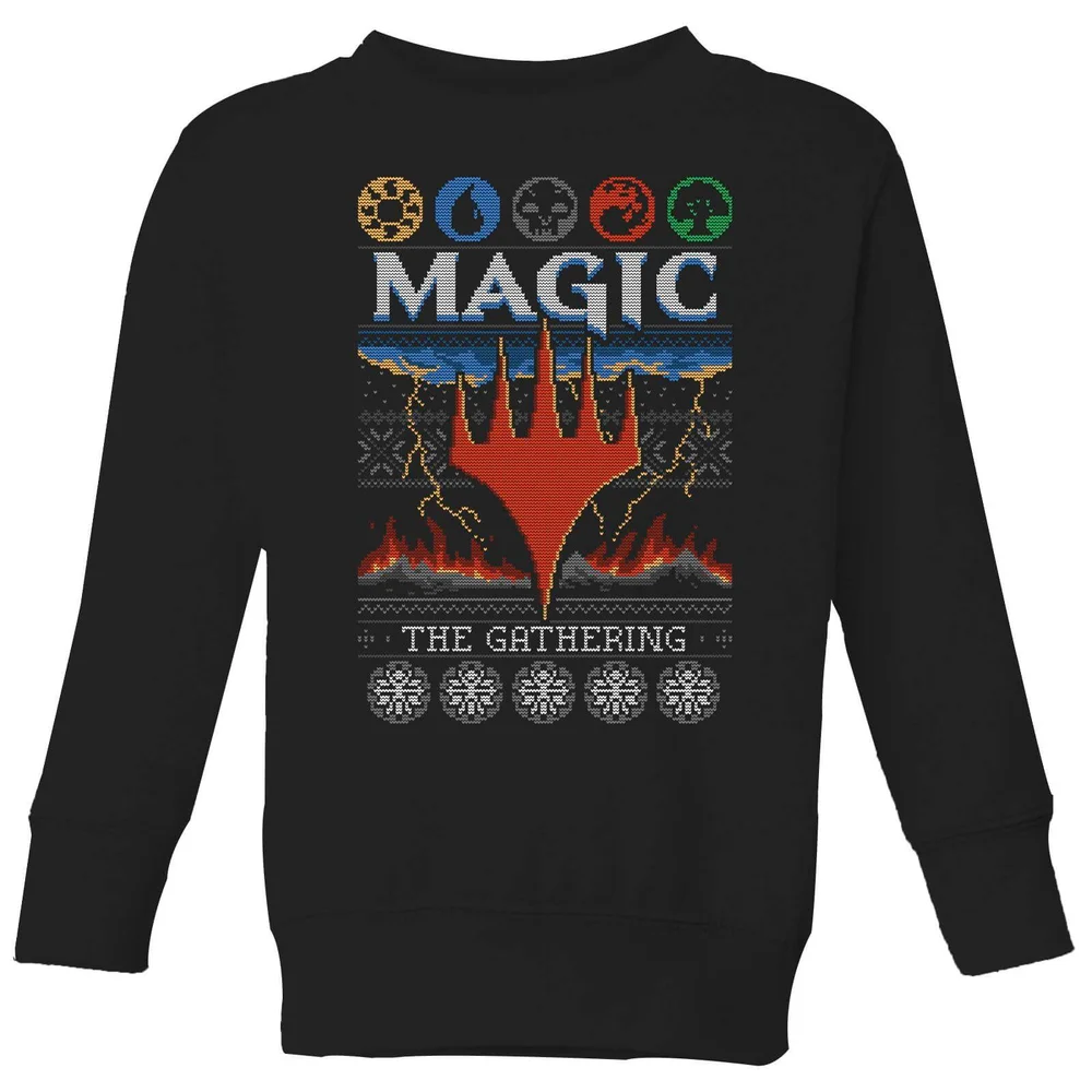 Magic The Gathering Colours Of Magic Knit Kinder Weihnachtspullover – Schwarz - 3-4 Jahre Bild 1