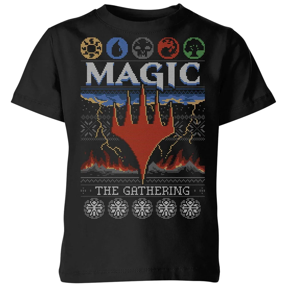 Magic: The Gathering Colours Of Magic Knit Kinder Christmas T-Shirt - Schwarz - 3-4 Jahre Bild 1