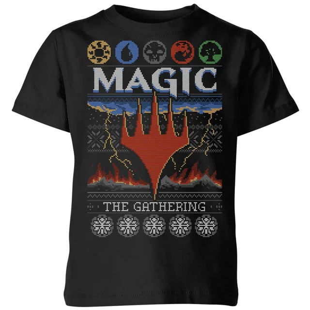 Magic: The Gathering Colours Of Magic Knit Kinder Christmas T-Shirt - Schwarz