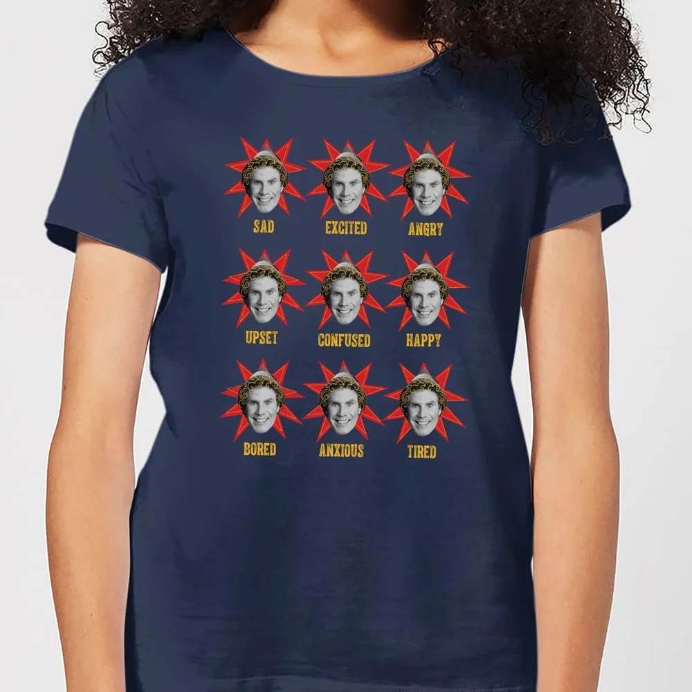Elf Faces Damen Christmas T-Shirt - Navy Blau - XS Bild 1