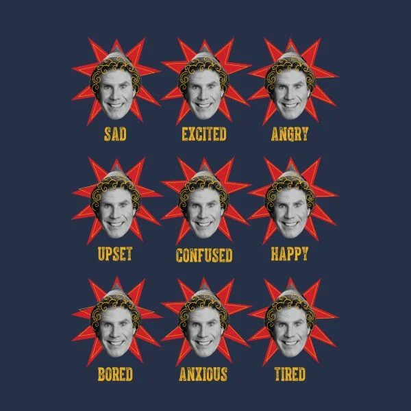 Elf Faces Damen Christmas T-Shirt - Navy Blau