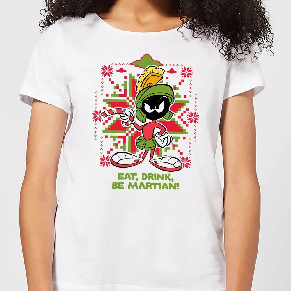 Looney Tunes Eat Drink Be Martian Damen Christmas T-Shirt - Weiß - S Bild 1