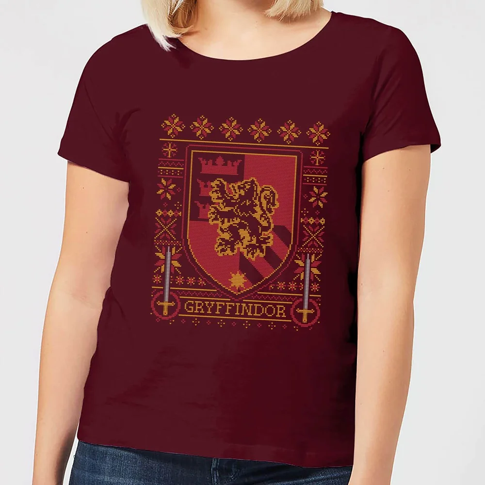Harry Potter Gryffindor Crest Damen Christmas T-Shirt - Burgunderrot - M Bild 1