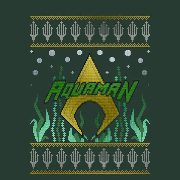 DC Aquaman Knit Damen Christmas T-Shirt - Dunkelgrün