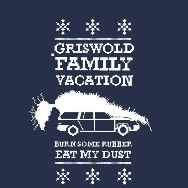 National Lampoon Griswold Vacation Ugly Knit Damen Christmas T-Shirt - Navy Blau