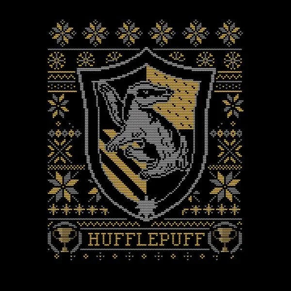 Harry Potter Hufflepuff Crest Damen Christmas T-Shirt - Schwarz
