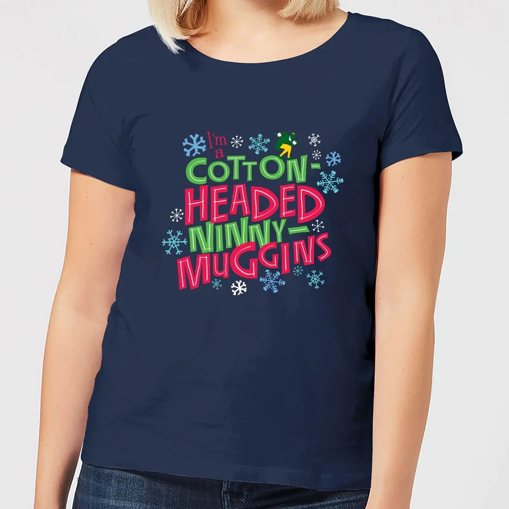 Elf Cotton-Headed Ninny-Muggins Damen Christmas T-Shirt - Navy Blau - XS Bild 1