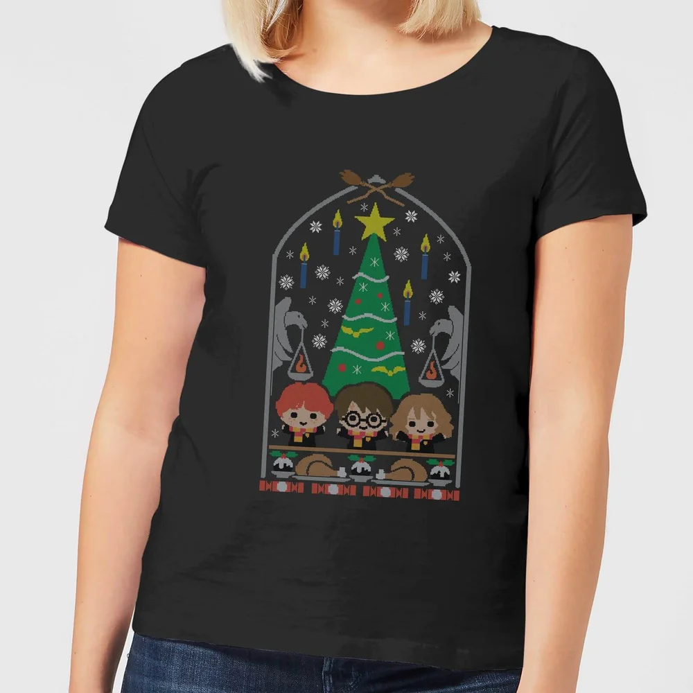 Harry Potter Hogwarts Tree Damen Christmas T-Shirt - Schwarz - S Bild 1