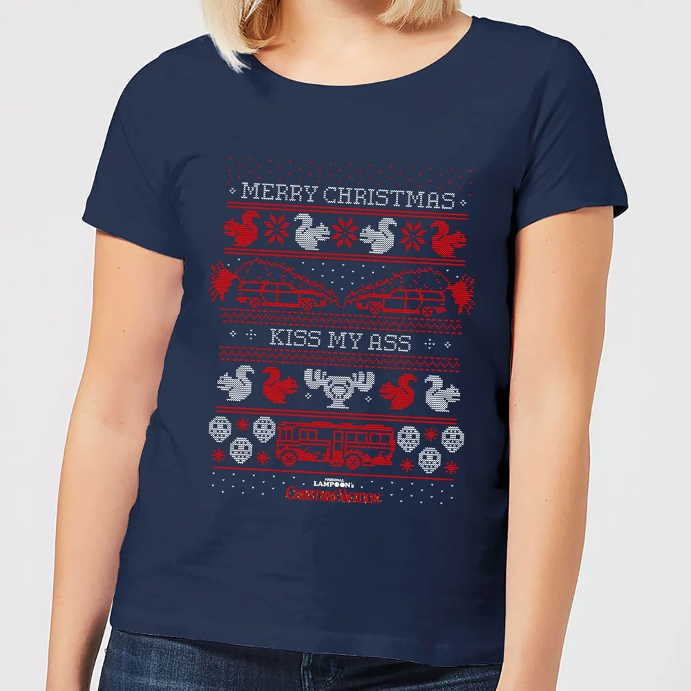 National Lampoon Merry Christmas Knit Damen Christmas T-Shirt - Navy Blau - S Bild 1