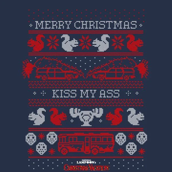 National Lampoon Merry Christmas Knit Damen Christmas T-Shirt - Navy Blau