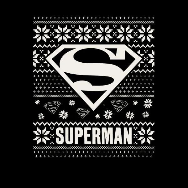 DC Superman Knit Pattern Damen Christmas T-Shirt - Schwarz