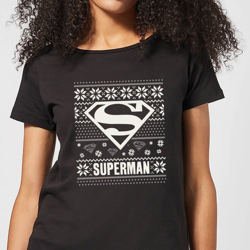 DC Superman Knit Pattern Damen Christmas T-Shirt - Schwarz - XS Bild 1