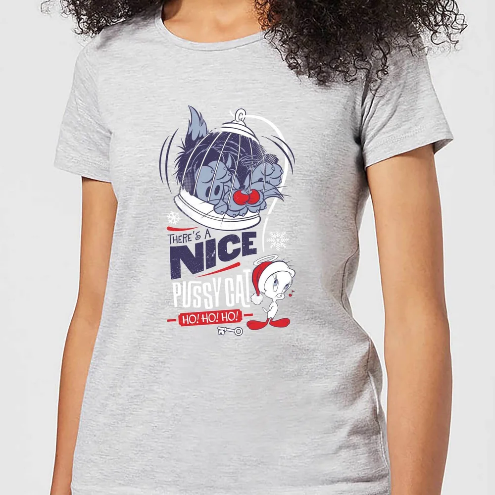 Looney Tunes Tweety Pie Pussy Cat Damen Christmas T-Shirt - Grau - XS Bild 1