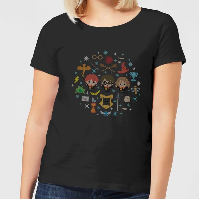 Harry Potter Characters Damen Christmas T-Shirt - Schwarz