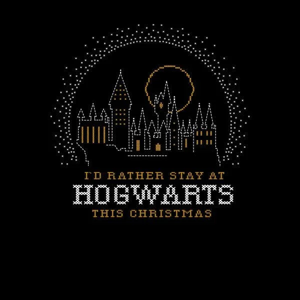Harry Potter I'd Rather Stay At Hogwarts Damen Christmas T-Shirt - Schwarz