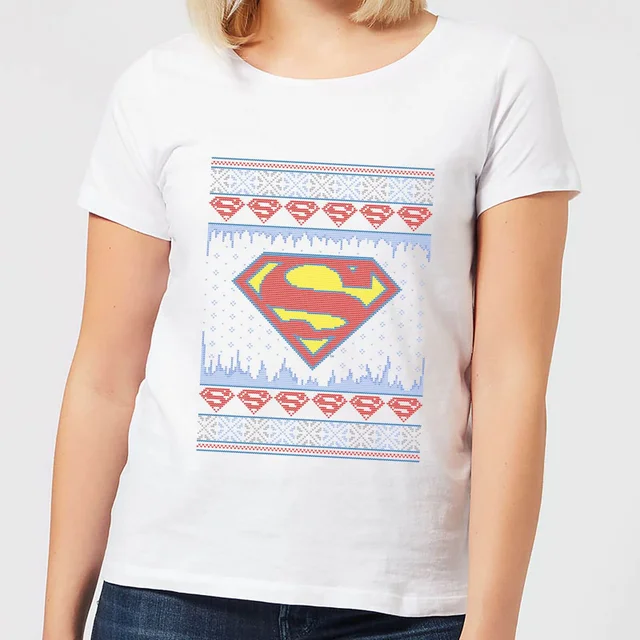 DC Supergirl Knit Damen Christmas T-Shirt - Weiß