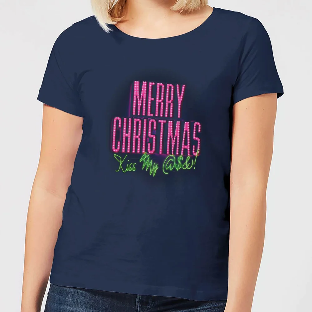 National Lampoon Merry Christmas (Kiss My @$$) Damen Christmas T-Shirt - Navy Blau - S Bild 1