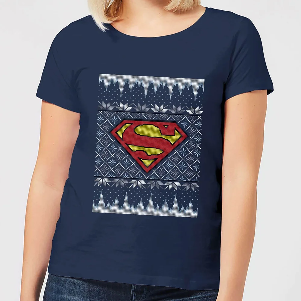 DC Superman Knit Damen Christmas T-Shirt - Navy Blau - XS Bild 1