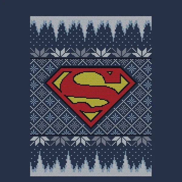 DC Superman Knit Damen Christmas T-Shirt - Navy Blau