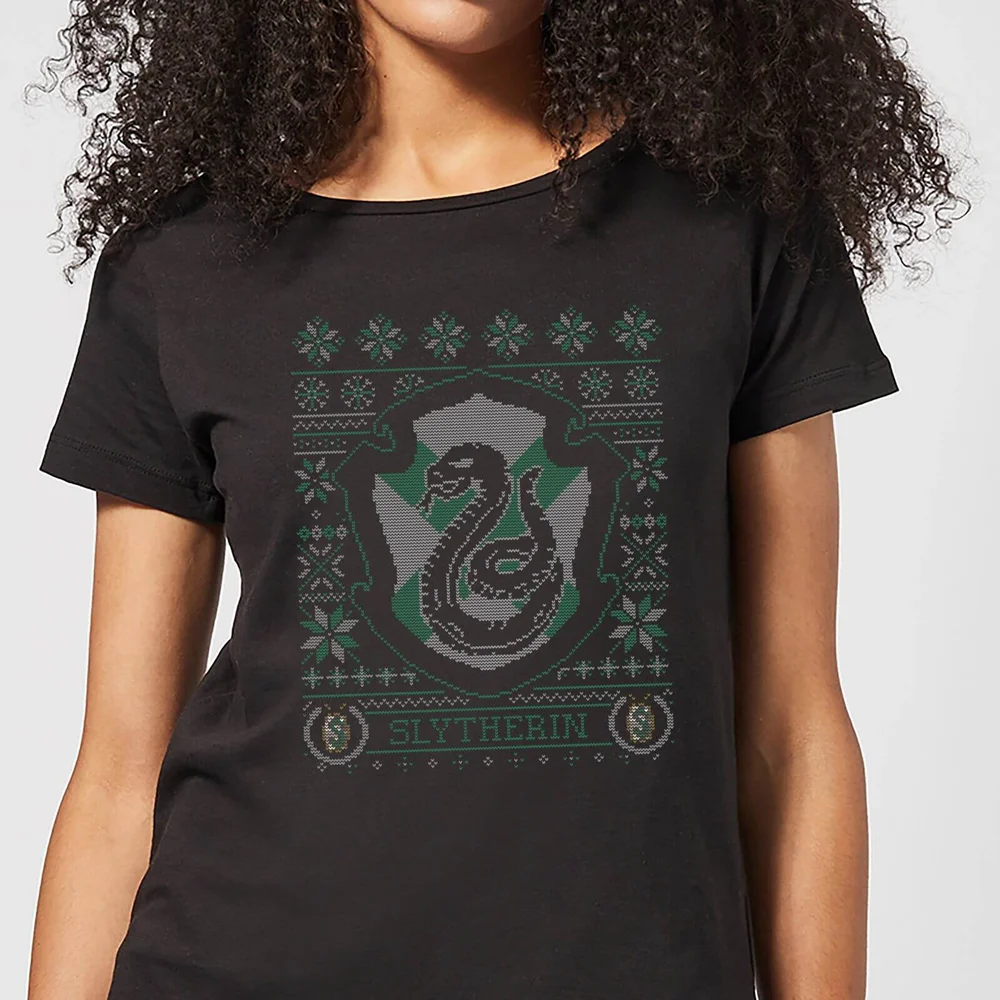 Harry Potter Slytherin Crest Damen Christmas T-Shirt - Schwarz - S Bild 1