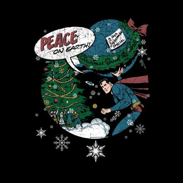 DC Superman Peace On Earth Damen Christmas T-Shirt - Schwarz