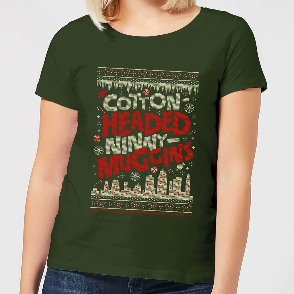 Elf Cotton-Headed-Ninny-Muggins Knit Damen Christmas T-Shirt - Dunkelgrün - XS Bild 1