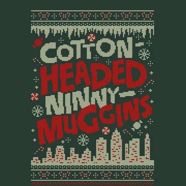 Elf Cotton-Headed-Ninny-Muggins Knit Damen Christmas T-Shirt - Dunkelgrün