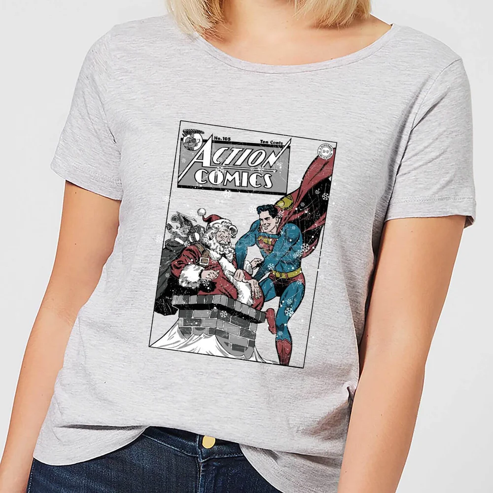 DC Superman Action Comics Damen Christmas T-Shirt - Grau - XS Bild 1