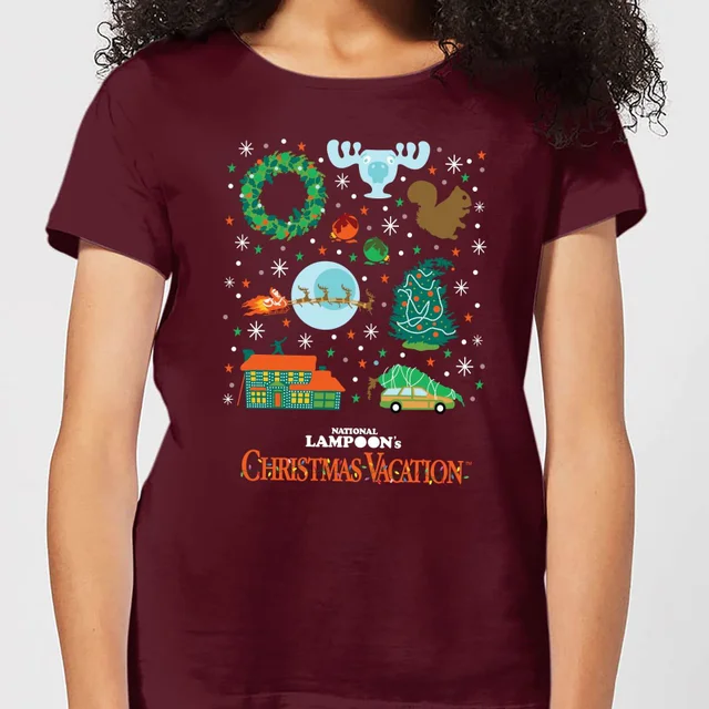 National Lampoon Griswold Christmas Starter Pack Damen Christmas T-Shirt - Burgunderrot
